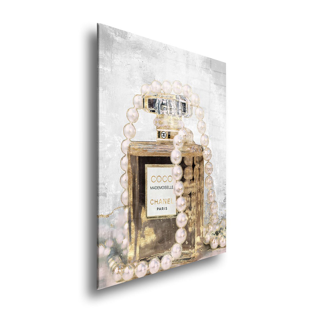 Chanel parels glasschilderij zijkant