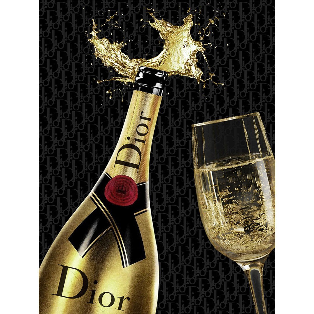 Dior champagne glasschilderij ontwerp