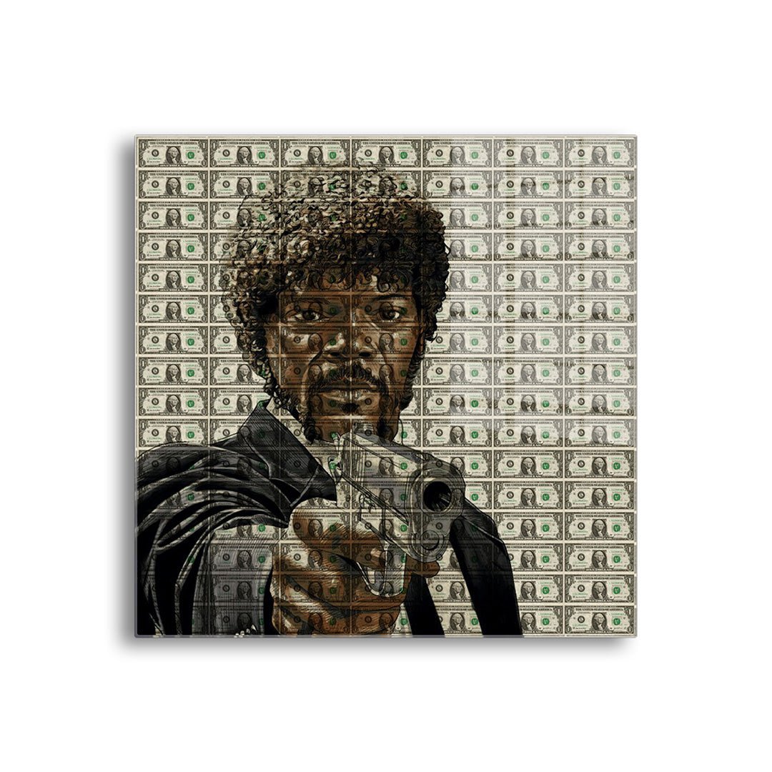 Jules winnfield dollars glasschilderij voorkant