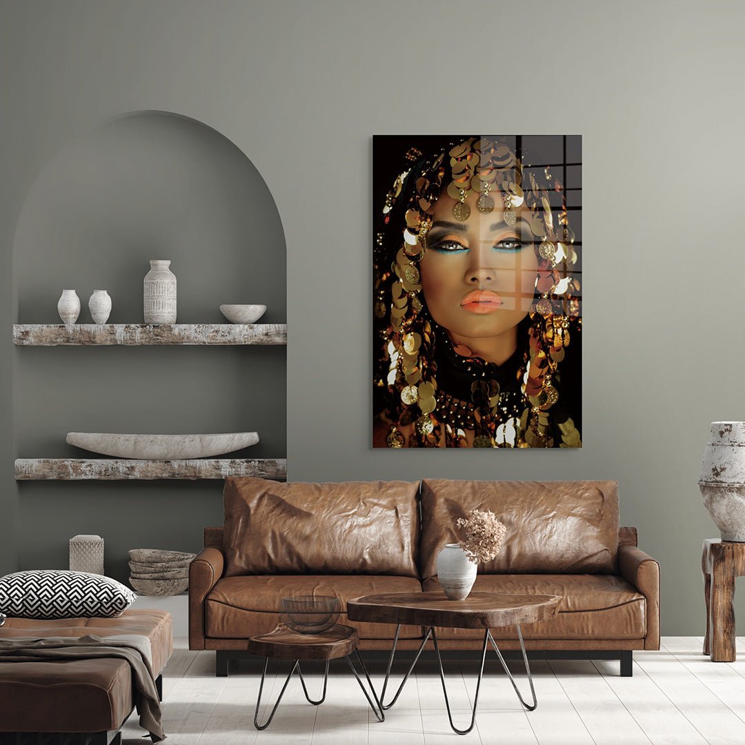 Arabische vrouw glasschilderij interieur