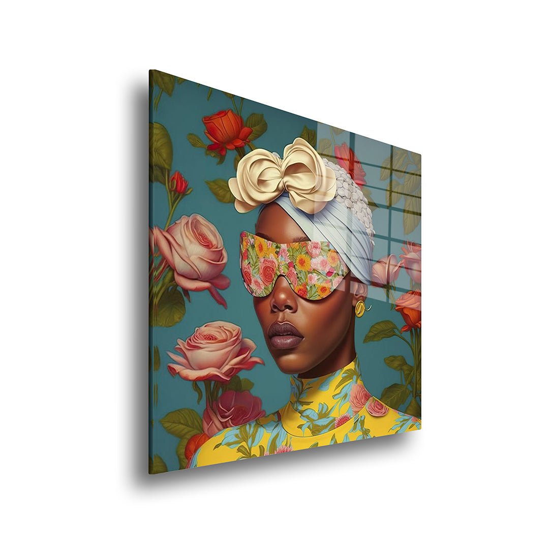 Bloemen bril glasschilderij zijkant