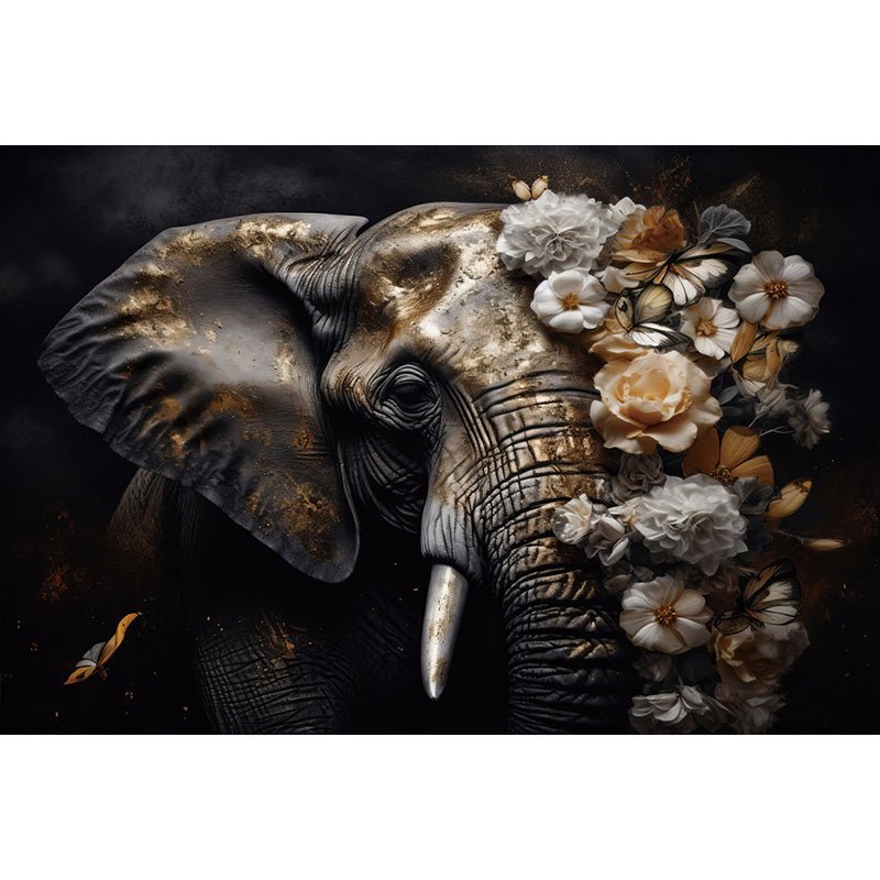 Bloemen olifant glasschilderij ontwerp