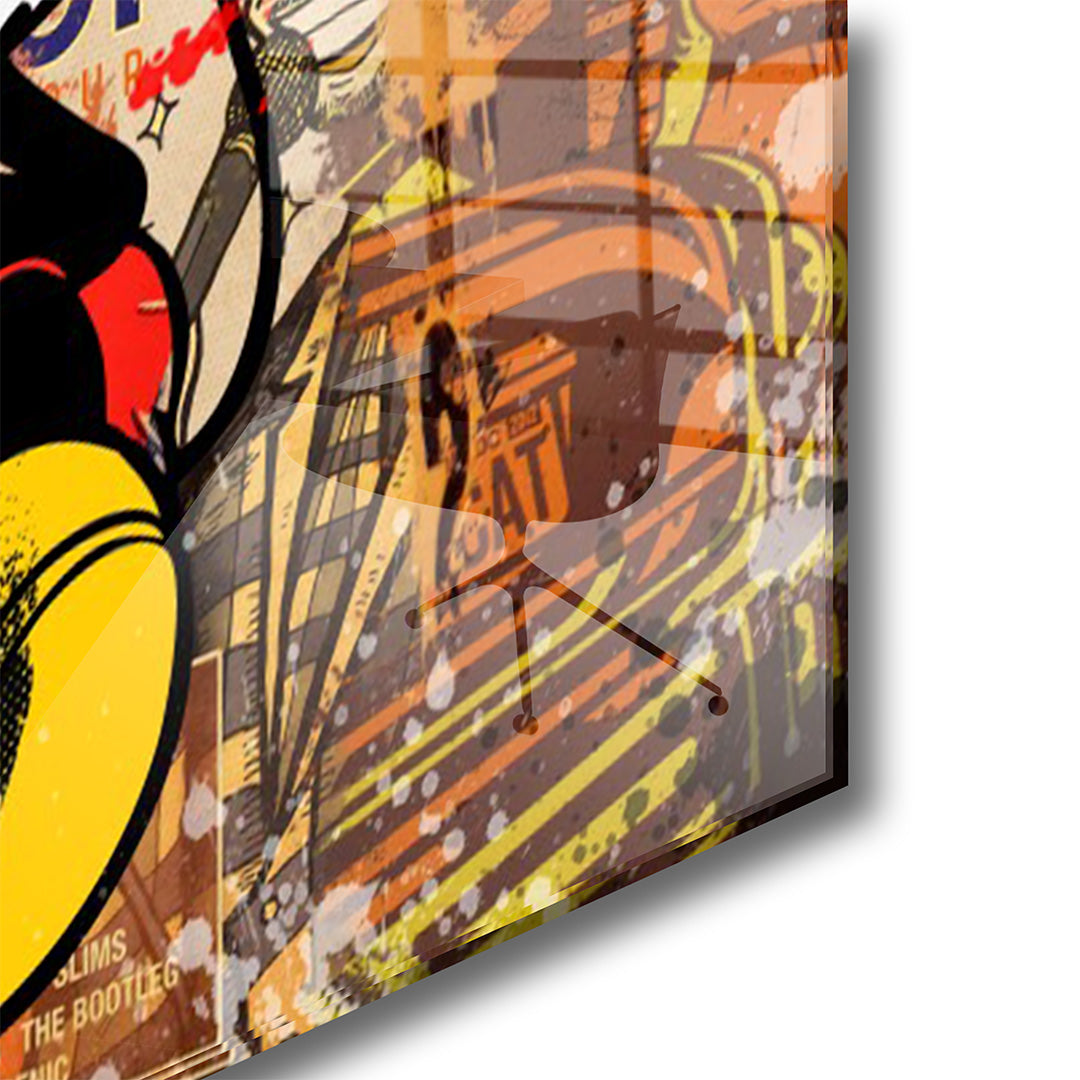 cartoon micky glasschilderij hoekfoto