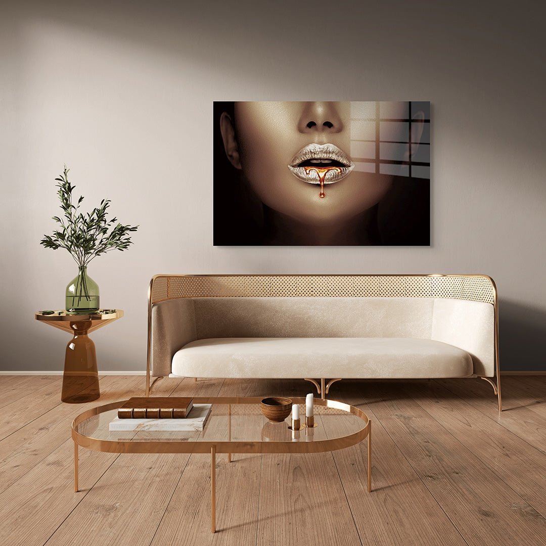 Chrome Kiss glasschilderij interieur