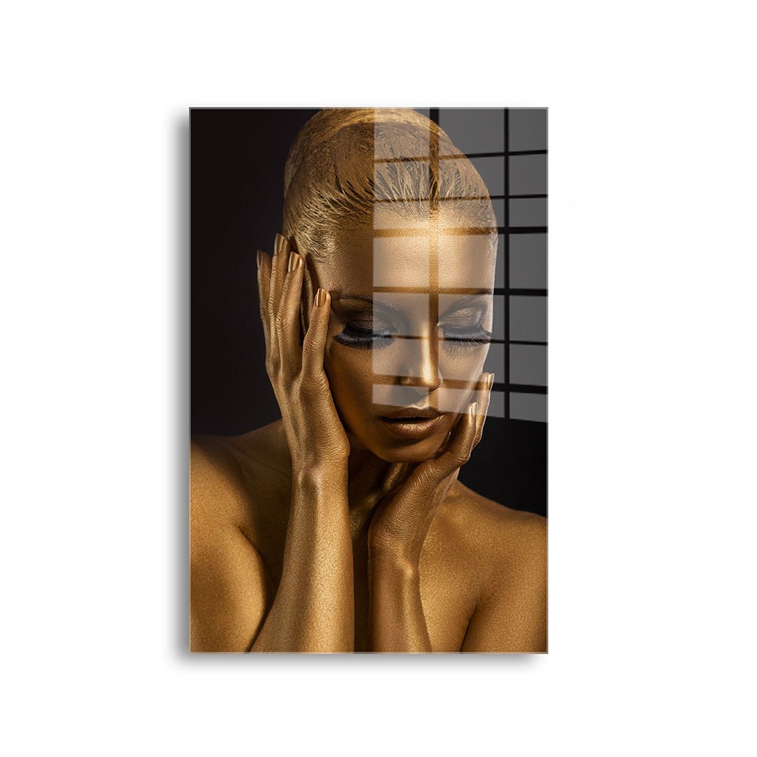Dame in goud glasschilderij voorkant