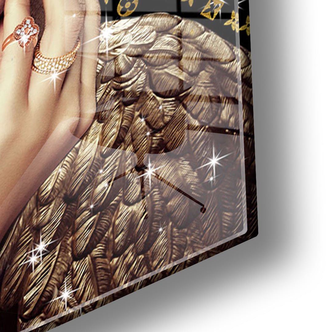 Diamant vrouw glasschilderij hoekfoto