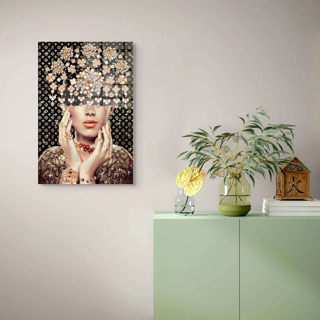 Diamant vrouw glasschilderij interieur