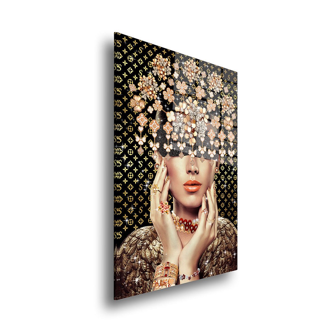 Diamant vrouw glasschilderij zijkant