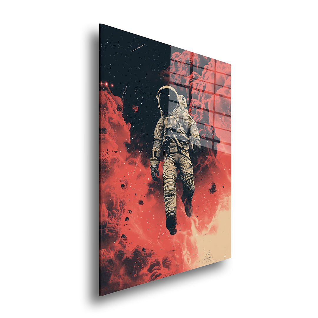 Falling astronaut glasschilderij zijkant