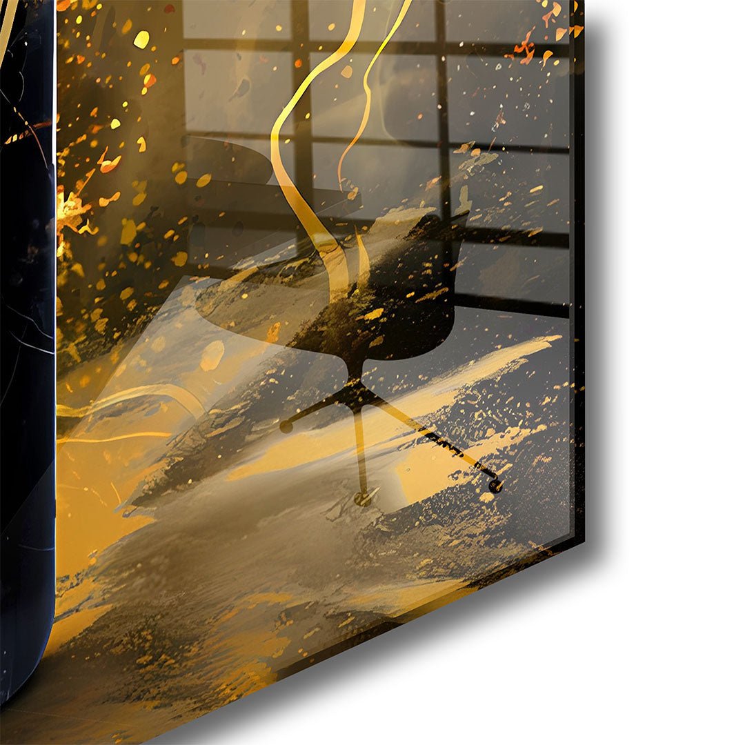 Gouden Dom Perignon glasschilderij hoekfoto