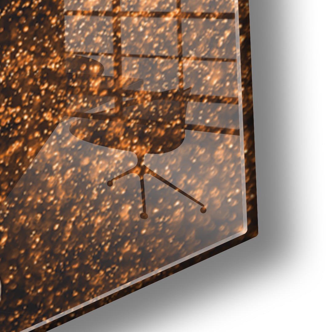 Gouden explosie glasschilderij hoekfoto