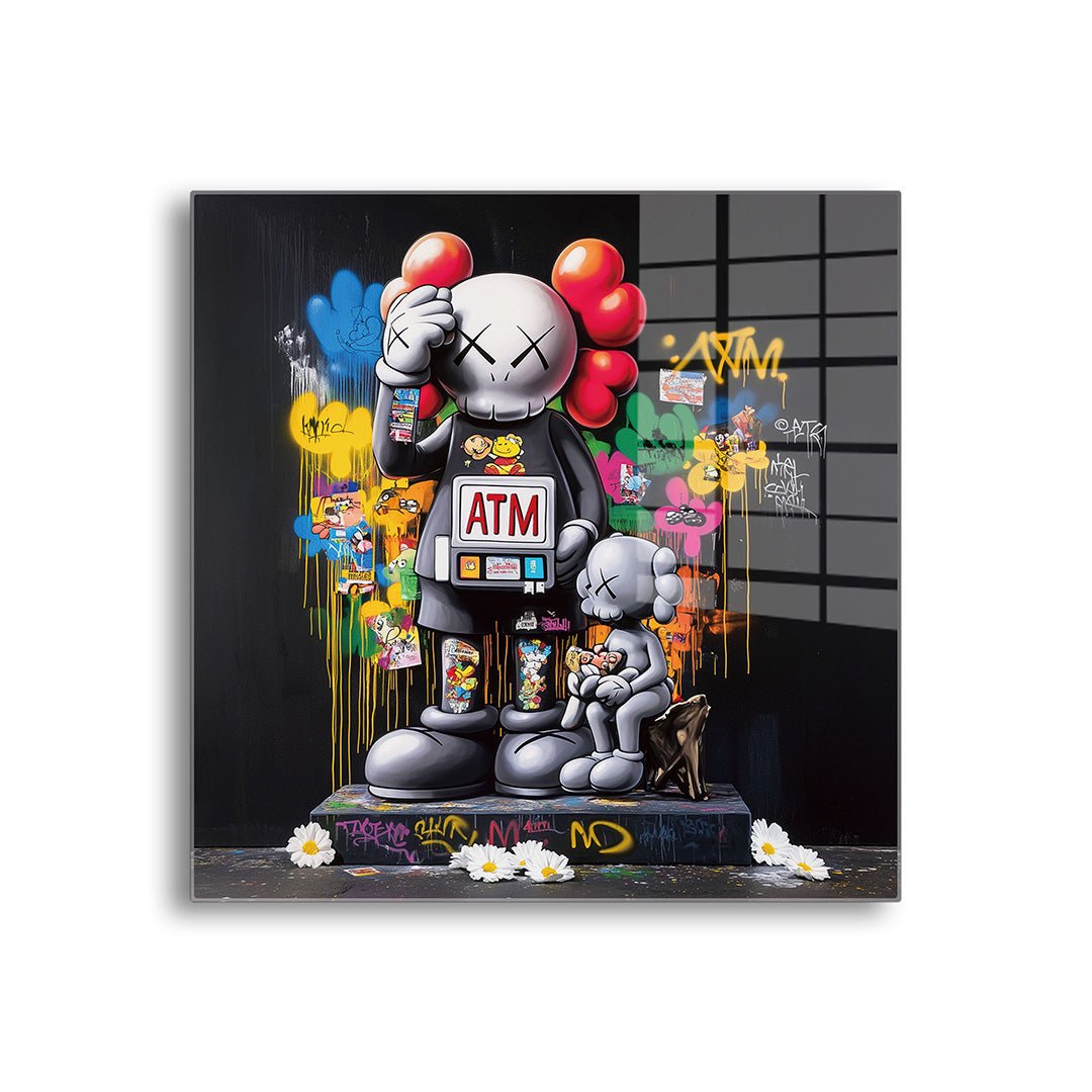 Kaws ATM glasschilderij voorkant