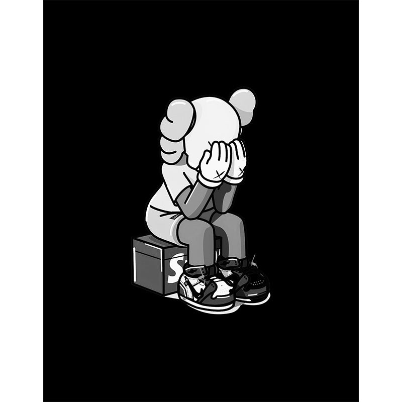 Kaws crying glasschilderij ontwerp