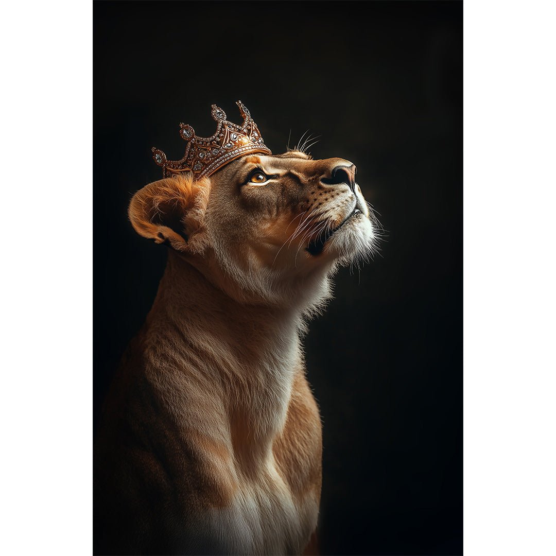 Leeuw met gouden kroon glasschilderij ontwerp