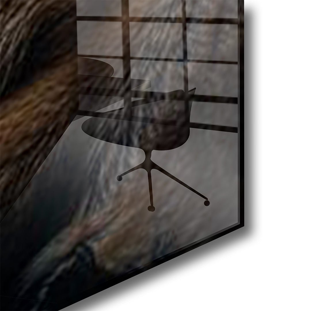 Leeuw met welpen glasschilderij hoekfoto