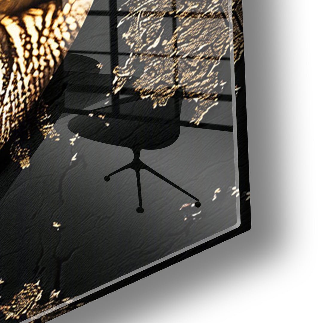 Lippen goud zwart glasschilderij hoekfoto