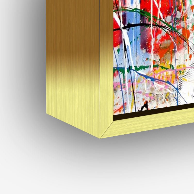 Marilyn painting in a gold frame closeup