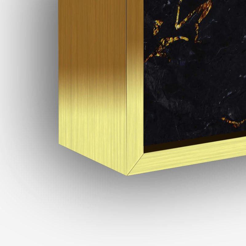 Money Lips painting in a gold frame close up