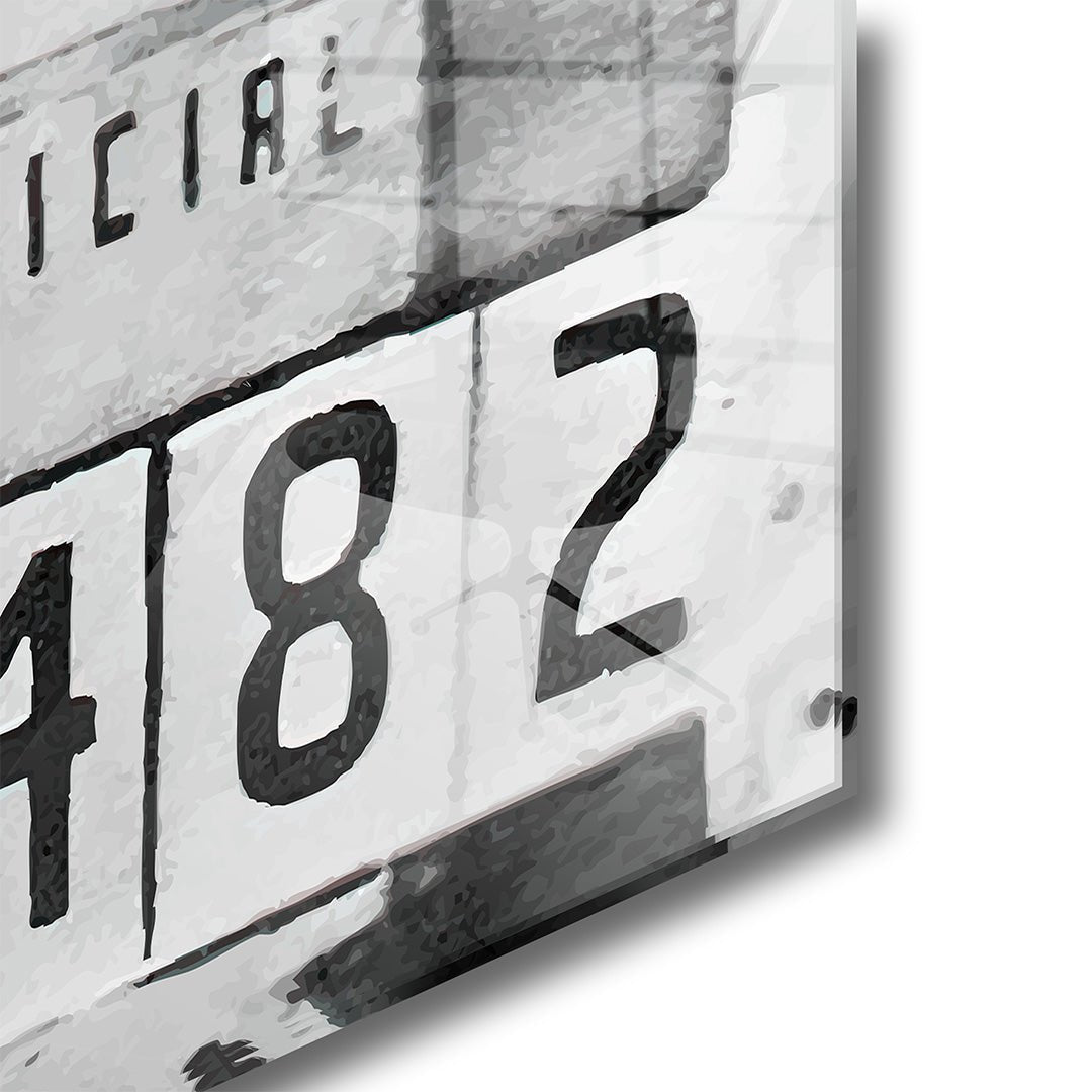 Pablo mugshot glasschilderij hoekfoto