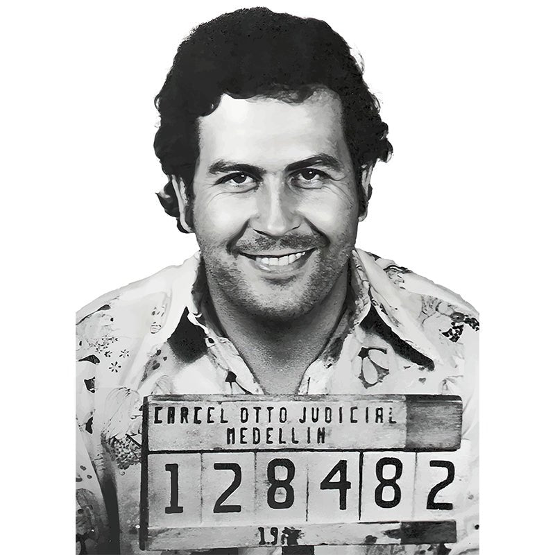 Pablo mugshot glasschilderij ontwerp