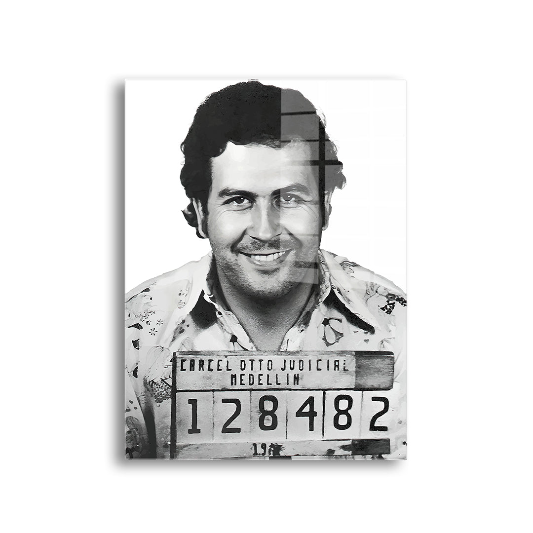Pablo mugshot glasschilderij voorkant