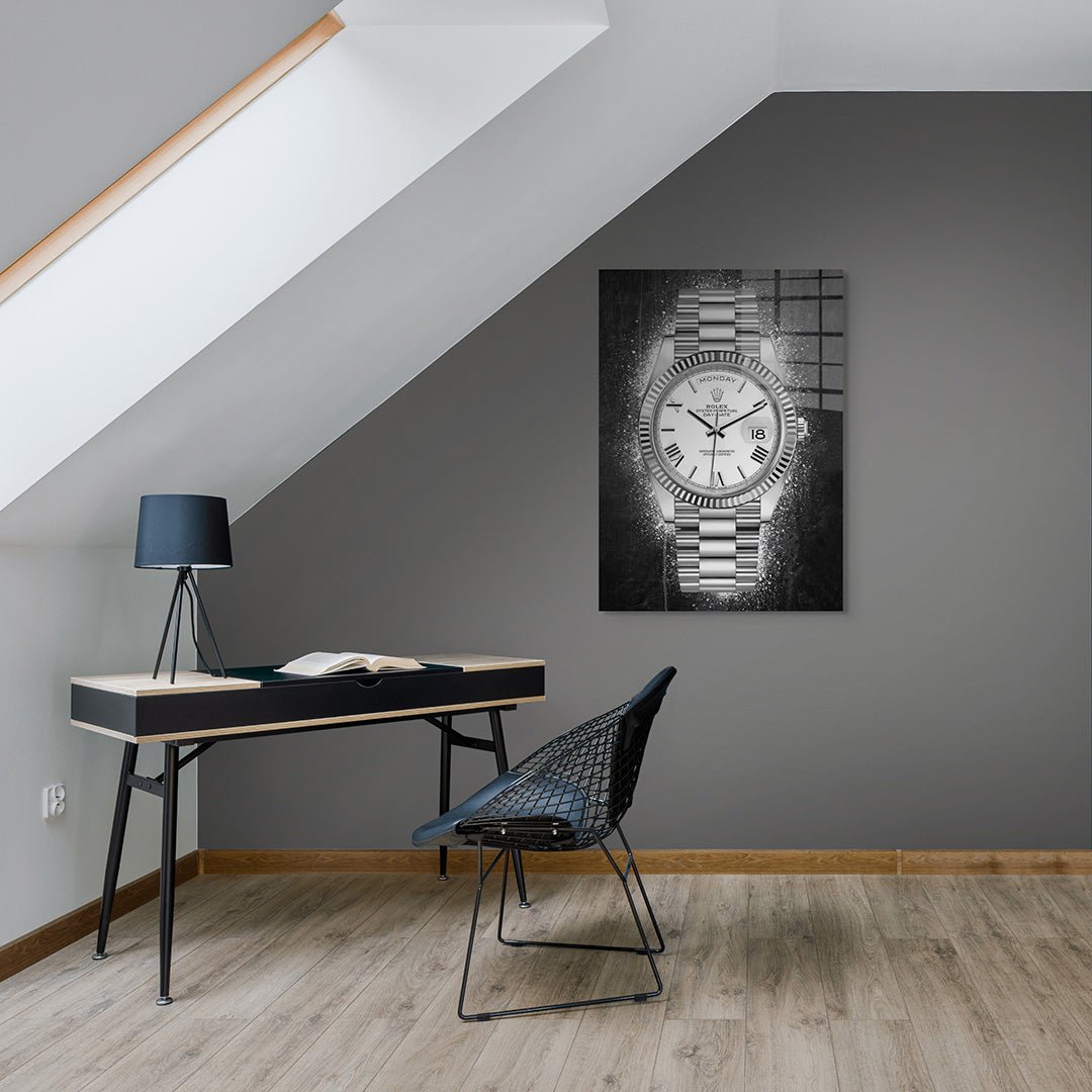 Rolex glasschilderij interieur