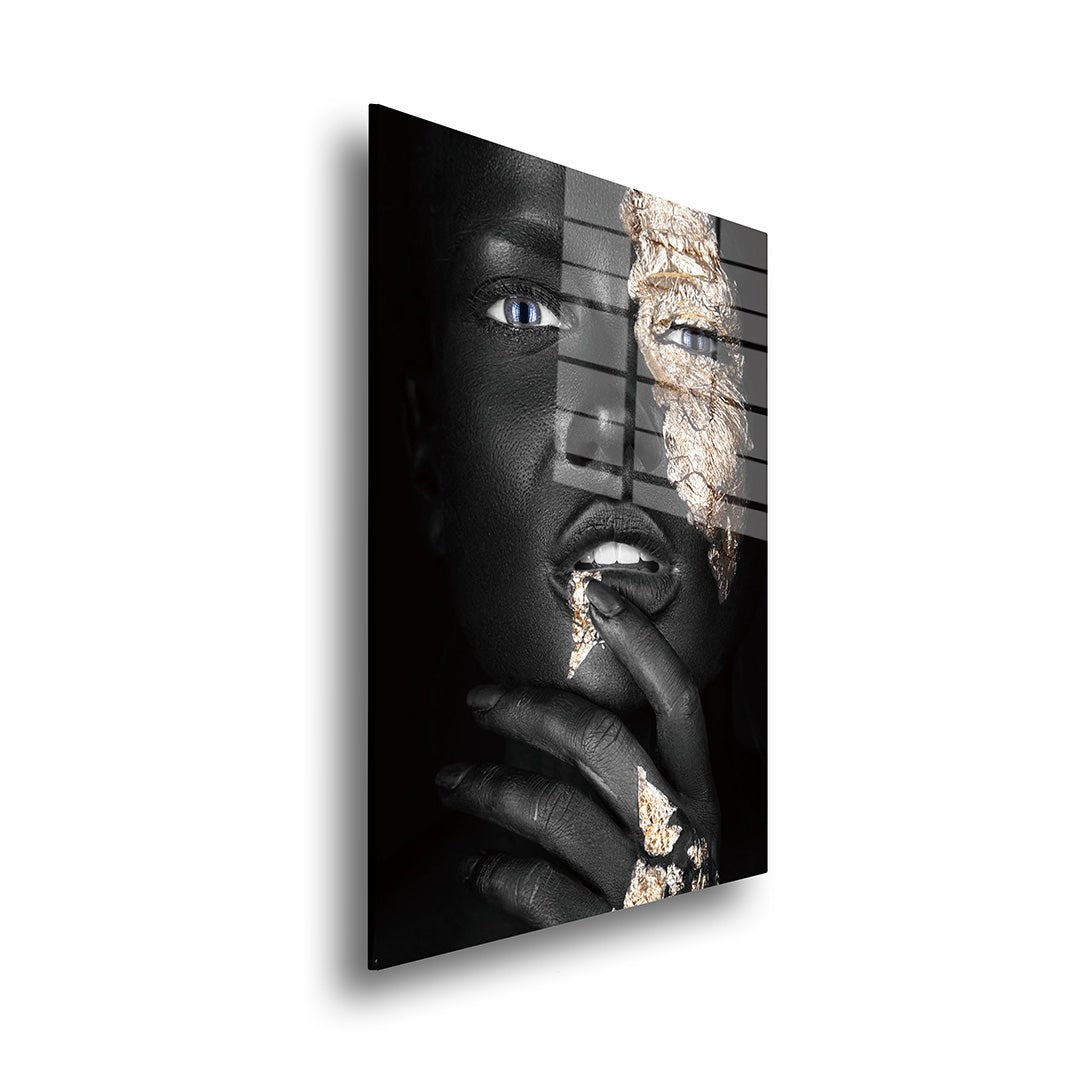 Starende vrouw glasschilderij zijkant