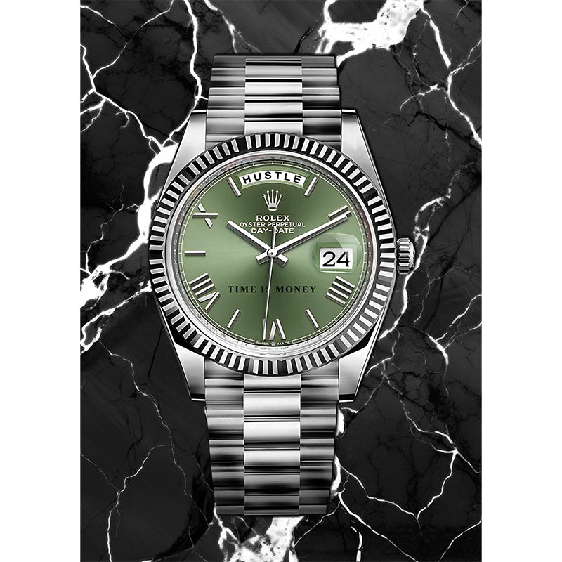 Time is money glasschilderij ontwerp