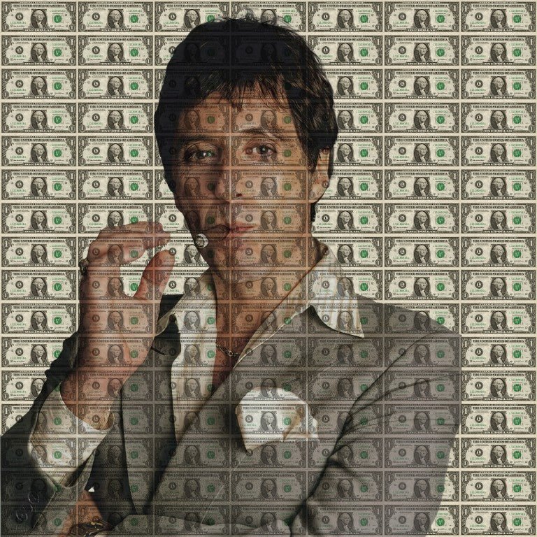 Tony Montana dollars glasschilderij ontwerp
