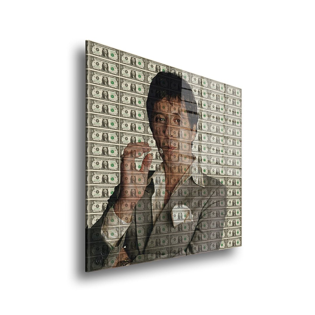 Tony Montana dollars glasschilderij zijkant