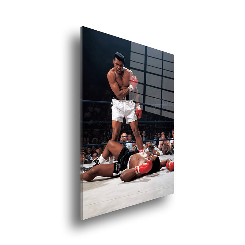 Ali vs Tyson glass painting without frame side view