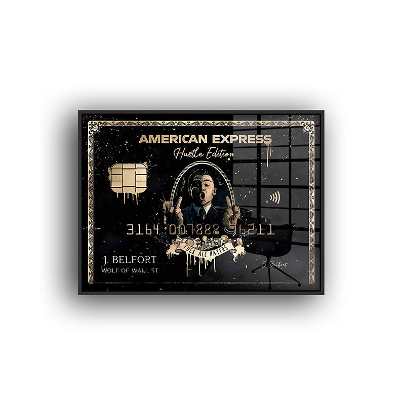 American Express painting in a black frame front view