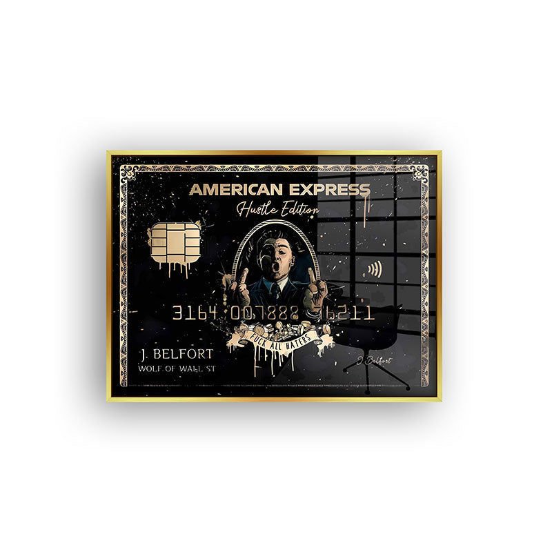 American Express painting in a gold frame front view