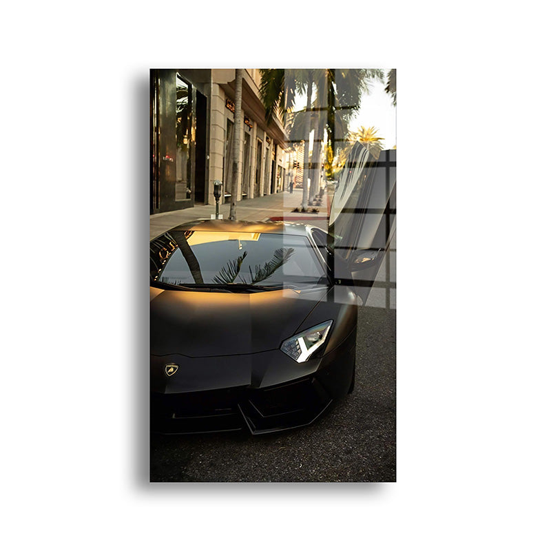 Aventador glass painting without frame front view