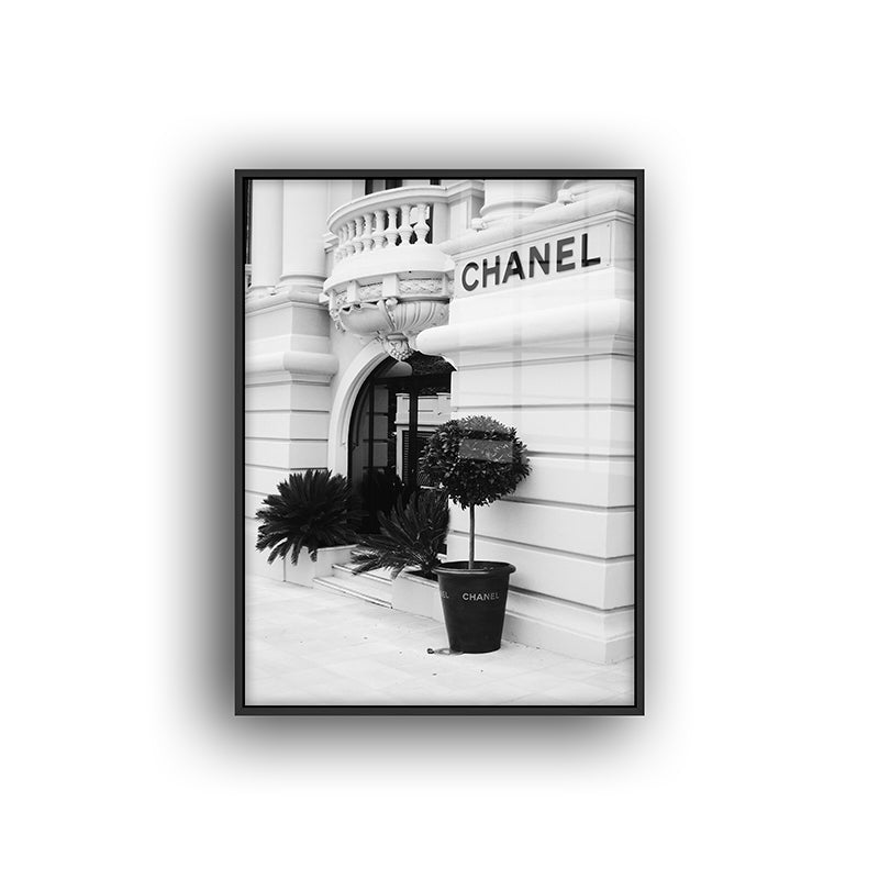 Chanel Store painting in a black frame front view