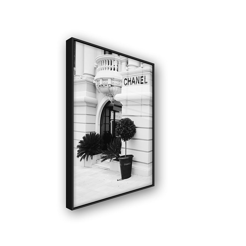 Chanel Store painting in a black frame side view