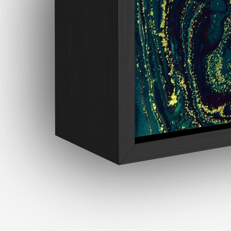 Dark Flow painting in a black frame closeup