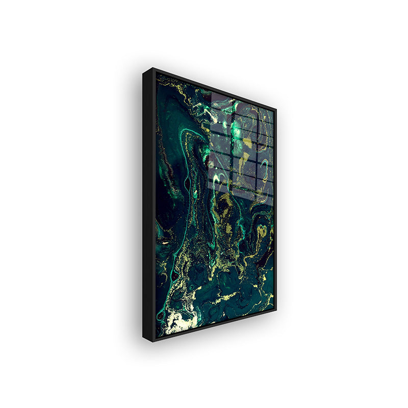 Dark Flow painting in a black frame side view