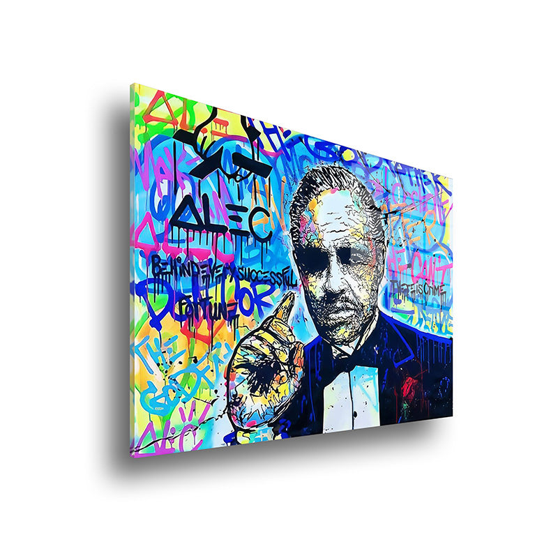 Don Corleone glass painting without frame side view