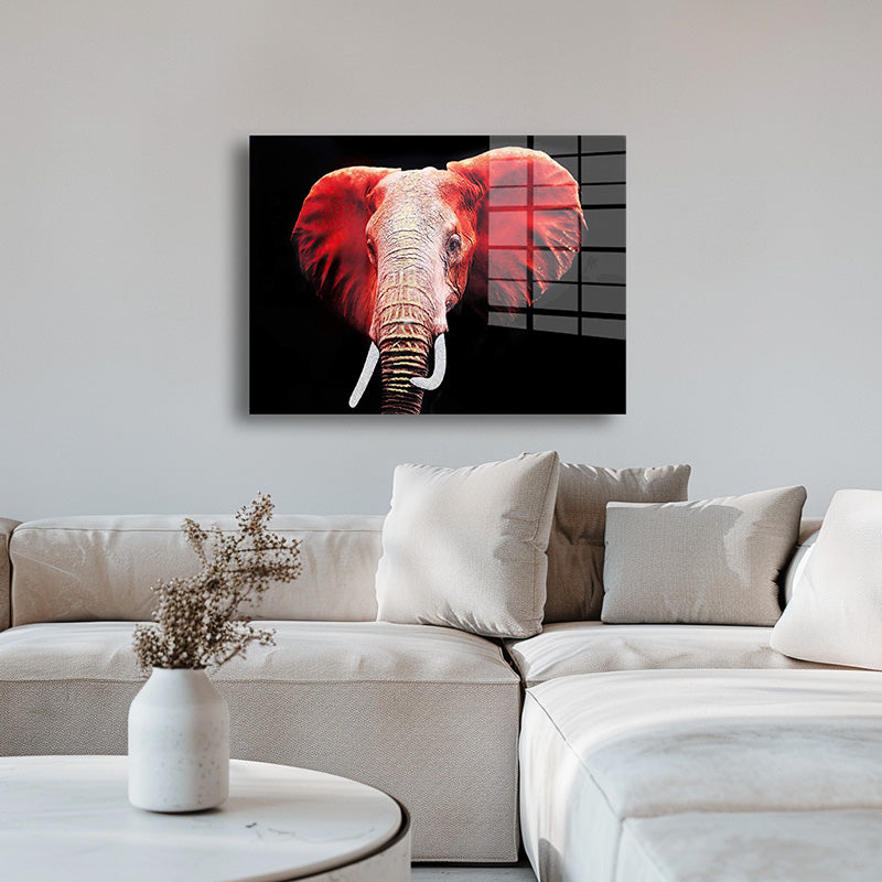 Elephant glass painting without frame inside