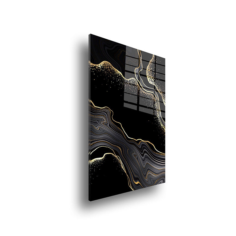 Golden Flow glass painting without frame side view