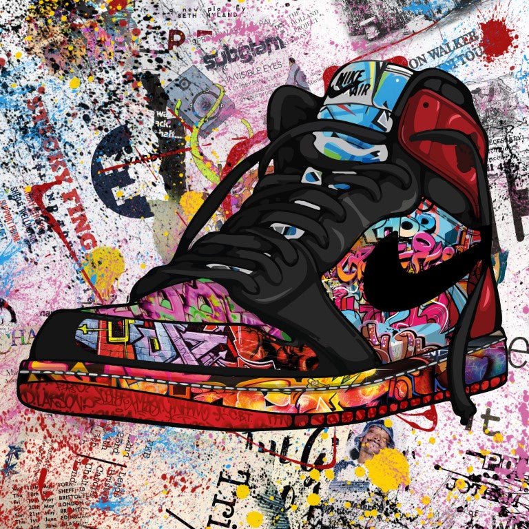 Jordan graffiti glasschilderij ontwerp