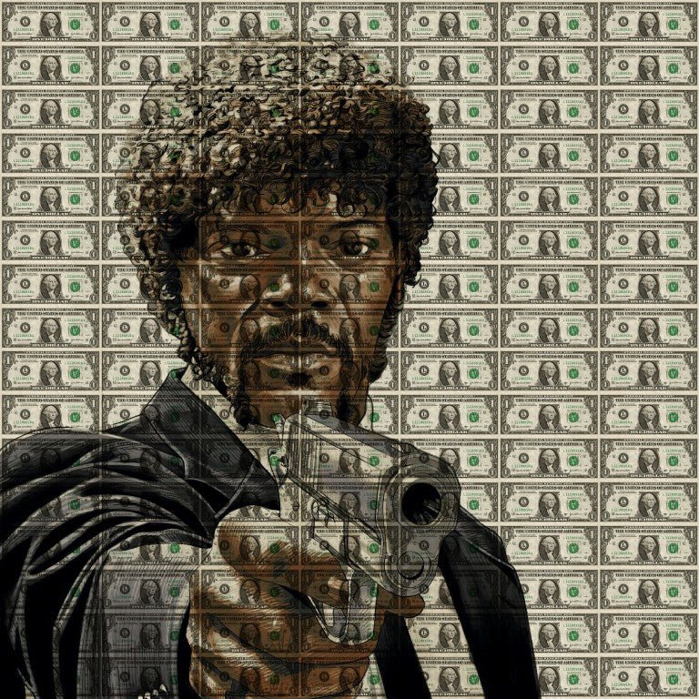 Jules winnfield dollars glasschilderij ontwerp