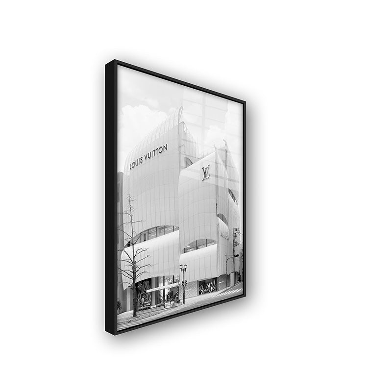 LV Store painting in a black frame side view