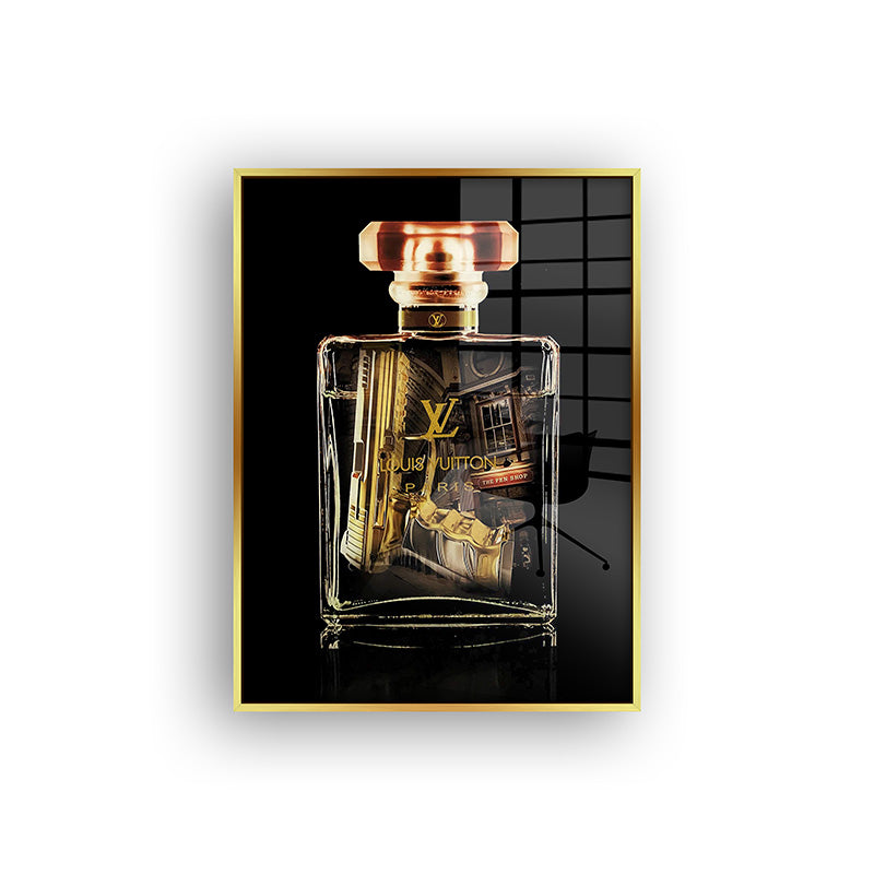 Louis Bottle painting in a gold frame front view