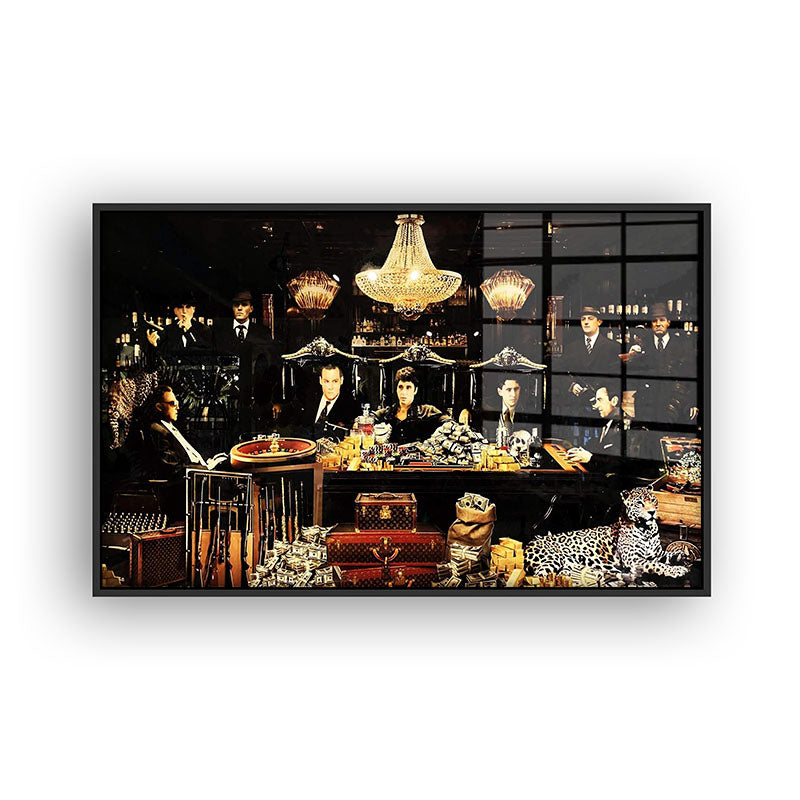 Mafia Last Supper painting in a black frame front view