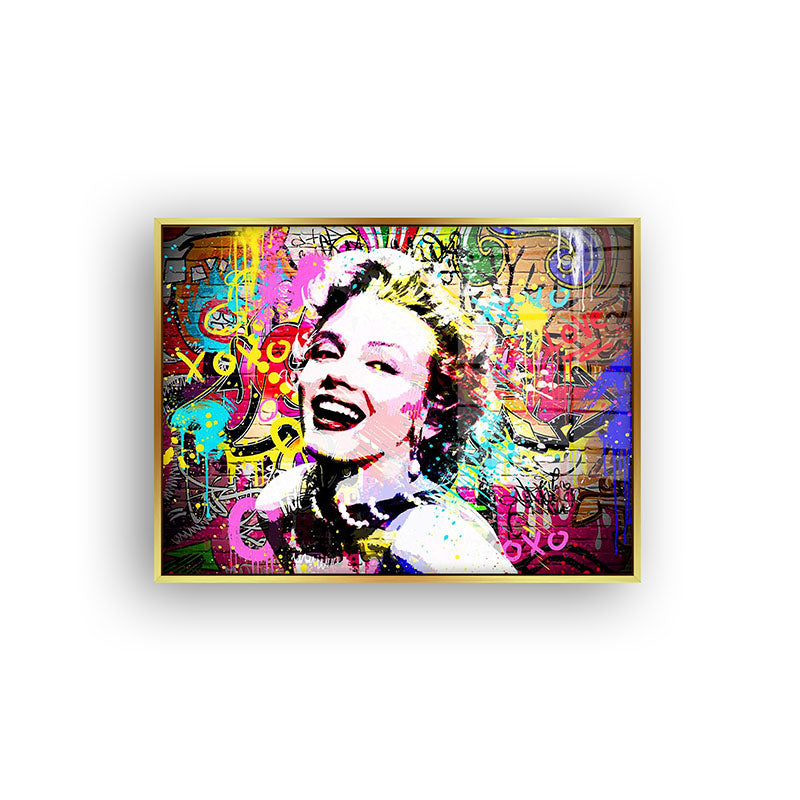 Monroe Pop Art painting in a gold frame front view