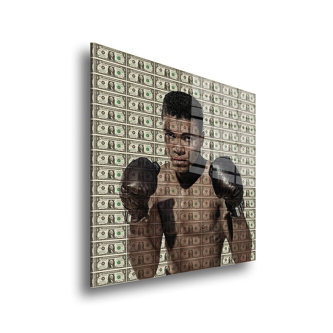 Muhammad Ali dollars glasschilderij zijkant
