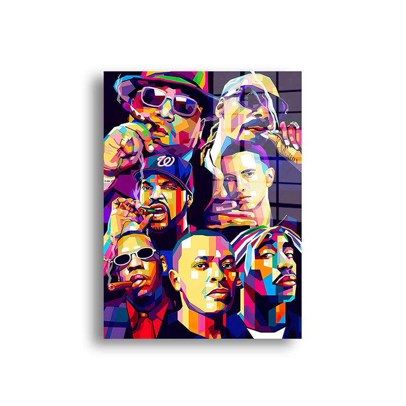 Rappers USA glass painting without frame front view