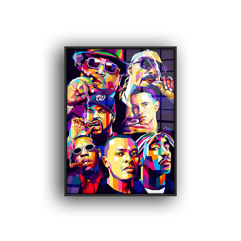 Rappers USA painting in a black frame front view